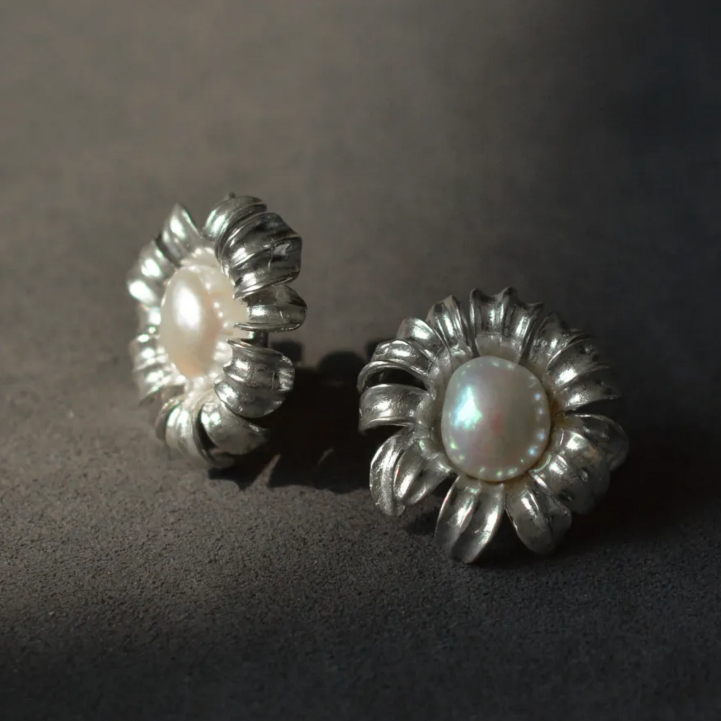 925 Silver Sunflower Pearl Earrings | Handmade Floral Jewelry | Romantic Gift for Women, Birthday or Anniversary