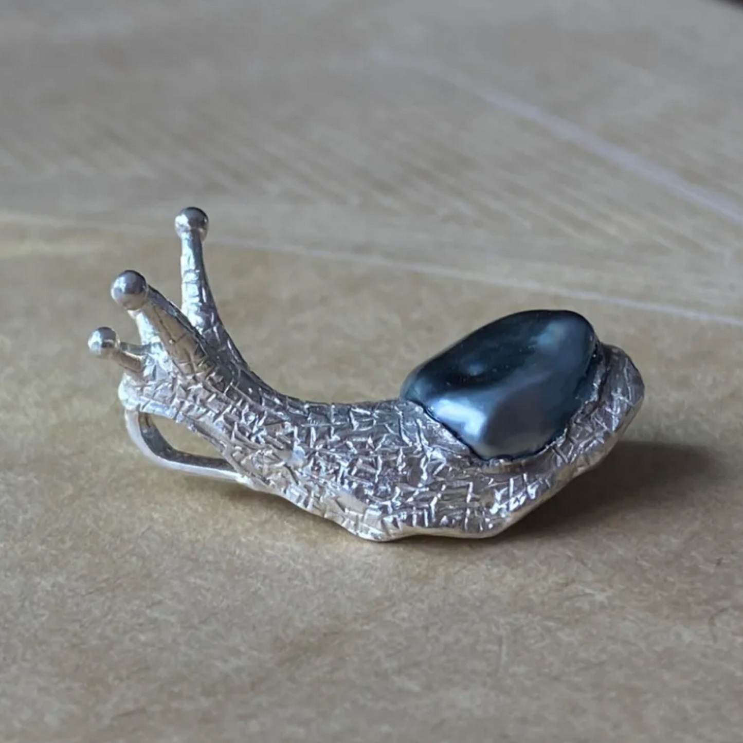 Snail Pendant Necklace | 925 Silver with Keshi Pearl | Handmade Animal Totem Gift for Her