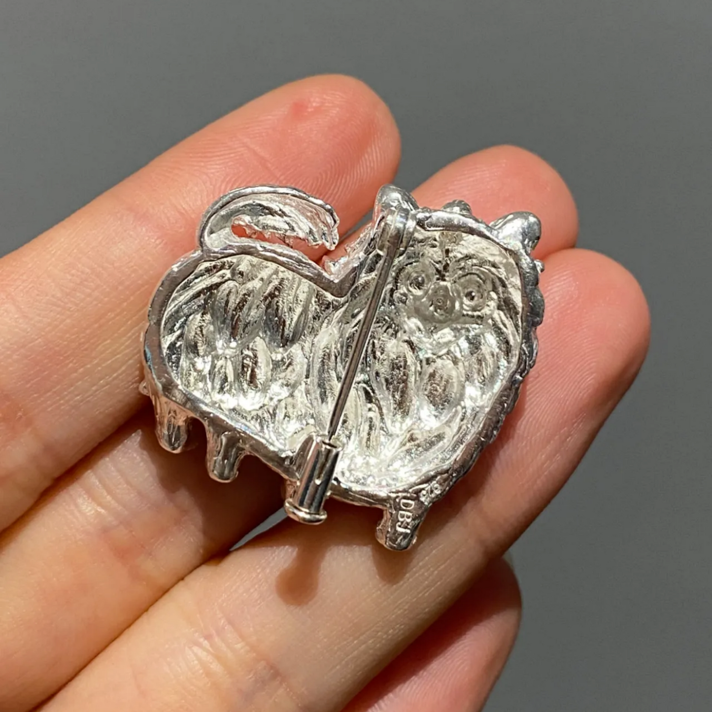925 Silver Dog Brooch Pendant | Pomeranian Jewelry | Sapphire Eyes Pin | Handmade Gift for Pet Lovers & Friends