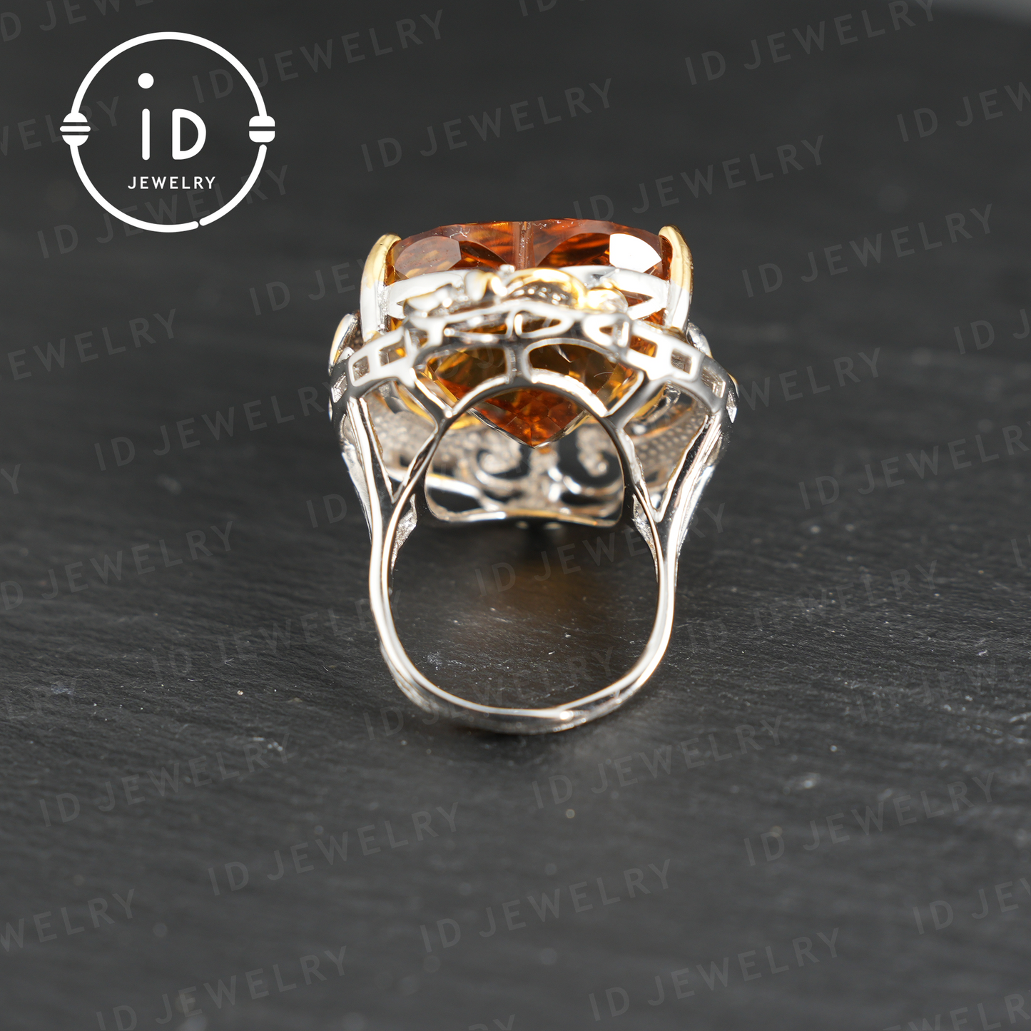 Heart-Shaped Yellow Citrine Ring| Vintage Statement Ring| Luxury Gemstone Jewelry| Engagement Ring| Handmade Gift for Her