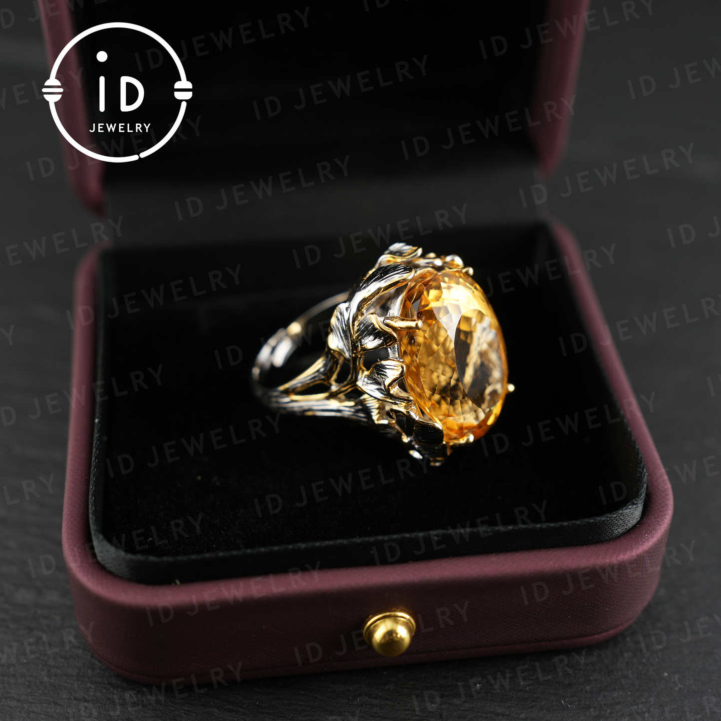 Floral Citrine Ring| Vintage Boho Gemstone Ring| Handmade Jewelry| Gold-Plated Statement Ring| Artistic Design| Gift for Her