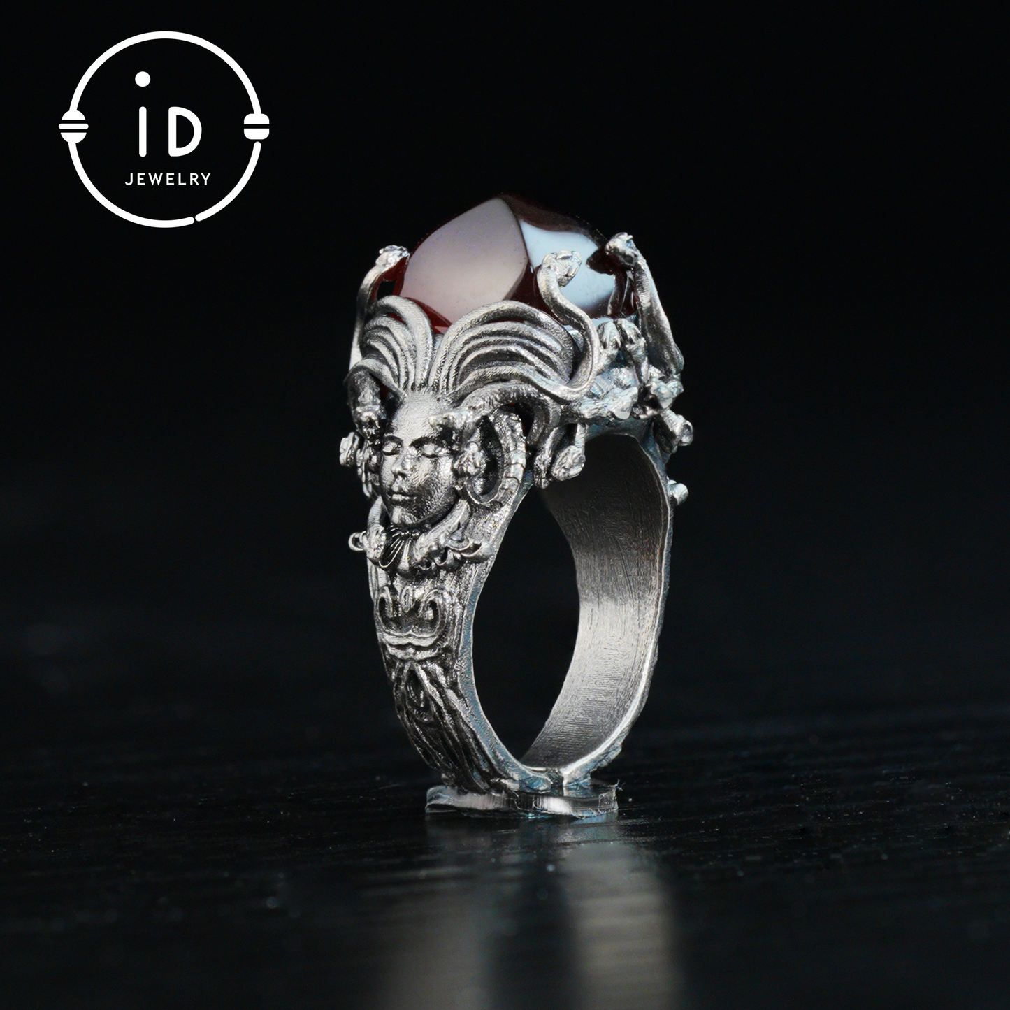 Handmade Gothic Ring | Mystical Jewelry with Agate | Baroque Style