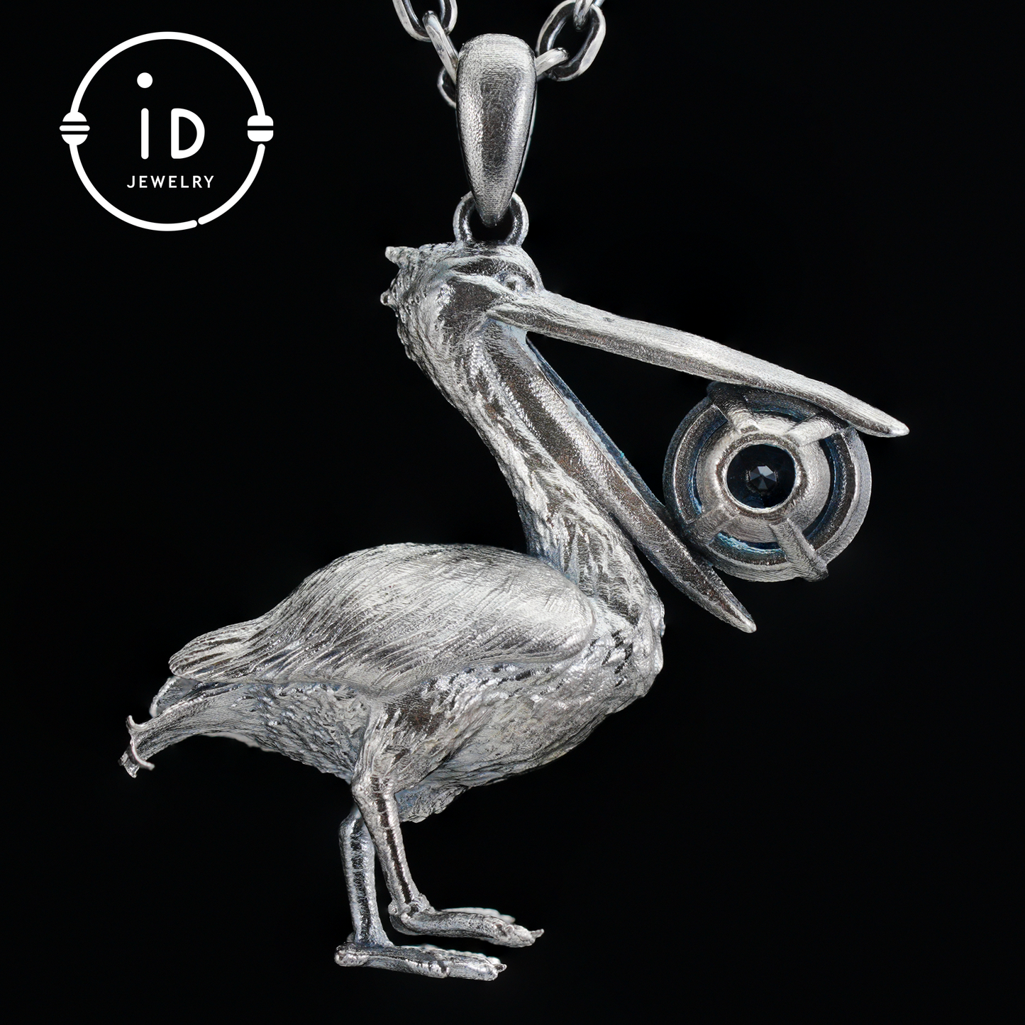 Pelican Pendant Necklace | 925 Sterling Silver with Blue Topaz | Handmade Animal Jewelry Gift for Nature Lovers