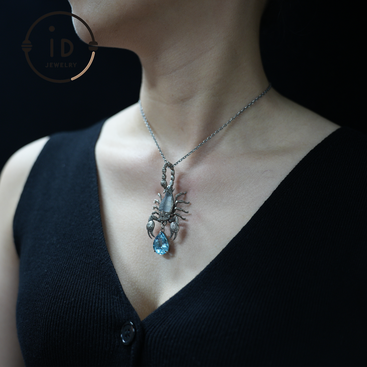 Stellar Scorpion Necklace, 925 Silver Blue Topaz Pendant, Spiritual Talisman Scorpion Jewelry, Gift for Her, Astrology Zodiac Jewelry