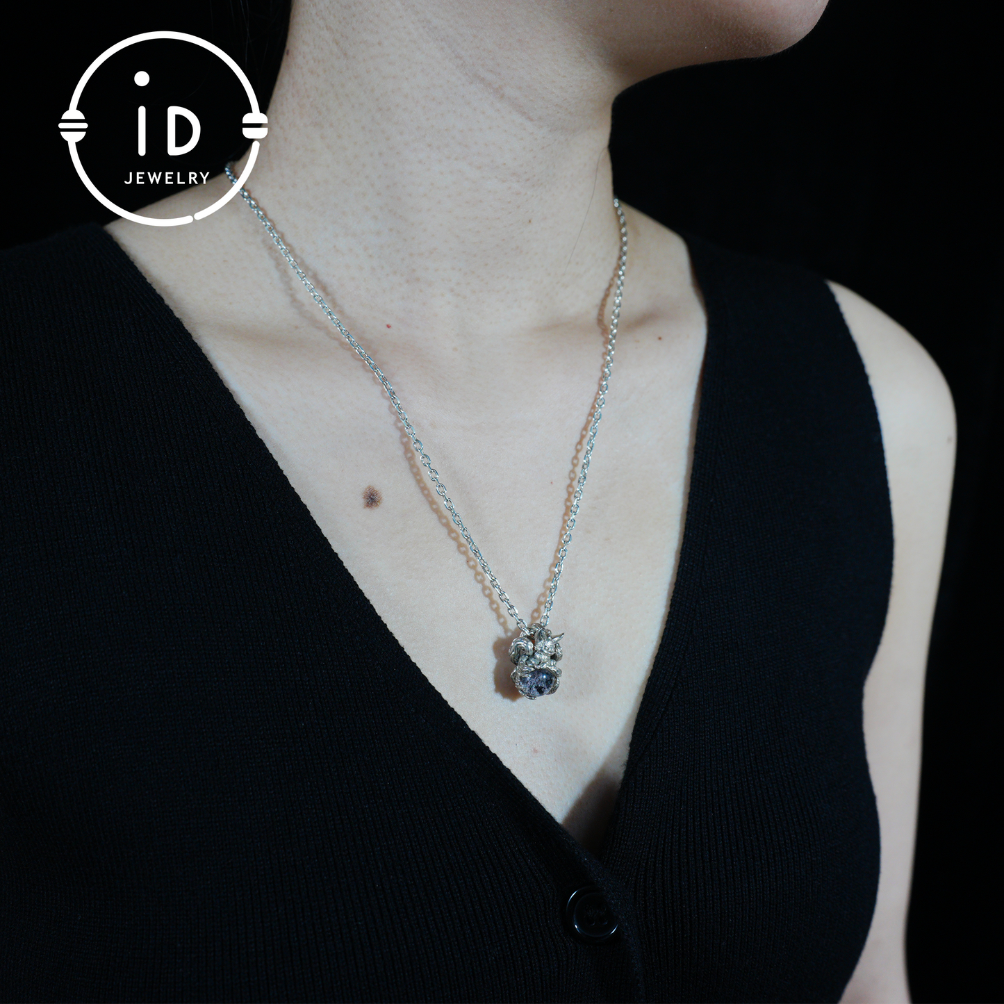 Mystic Fox Pendant with Phantom Quartz, Handmade Protective Amulet, Fantasy Animal Jewelry, Enchanted Spirit Totem Necklace