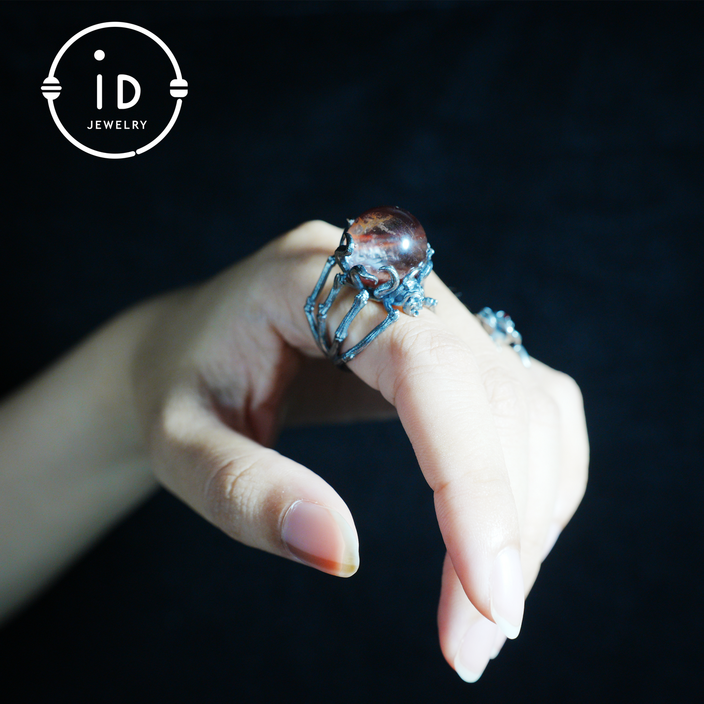 Gothic Spider Skull Ring, Handcrafted Dark Fantasy Jewelry, Occult Protection Charm for Witchcore Style