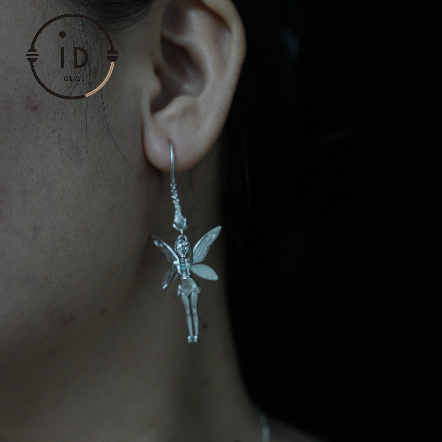 Mystic Fairy Earrings with Amazonite – Handmade Fantasy Jewelry, Elegant Wing Design, Magic Amulet for Dreamers and Collectors