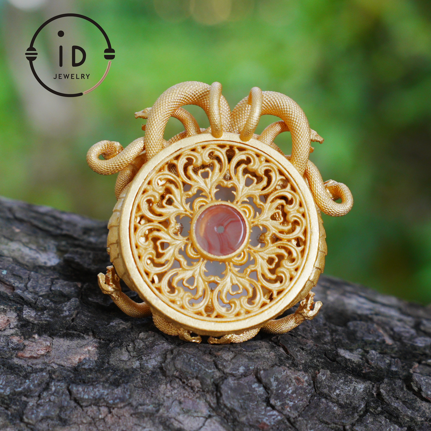 Medusa Pendant | Handmade 925 Silver & White Crystal | Mythical Statement Jewelry