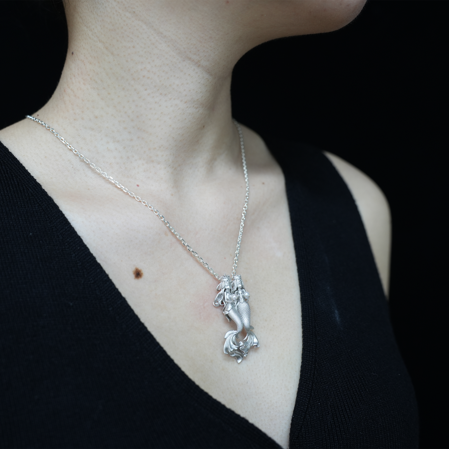 Handcrafted Pisces Pendant - 925 Sterling Silver with Pearls - Guardian of Pisces - Dual Beauty Gift for Her