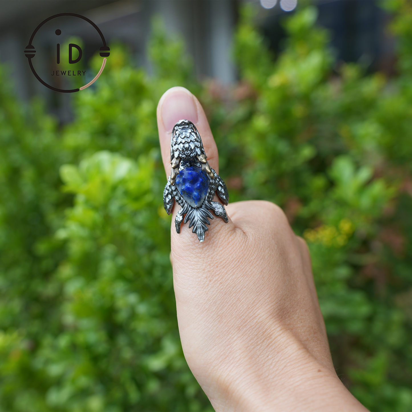 Back of Qīng Yào · Bixi Ring | Dragon Turtle Protective Symbol | Lapis Lazuli Core · Onyx Eye | Spiritual Signet Ring