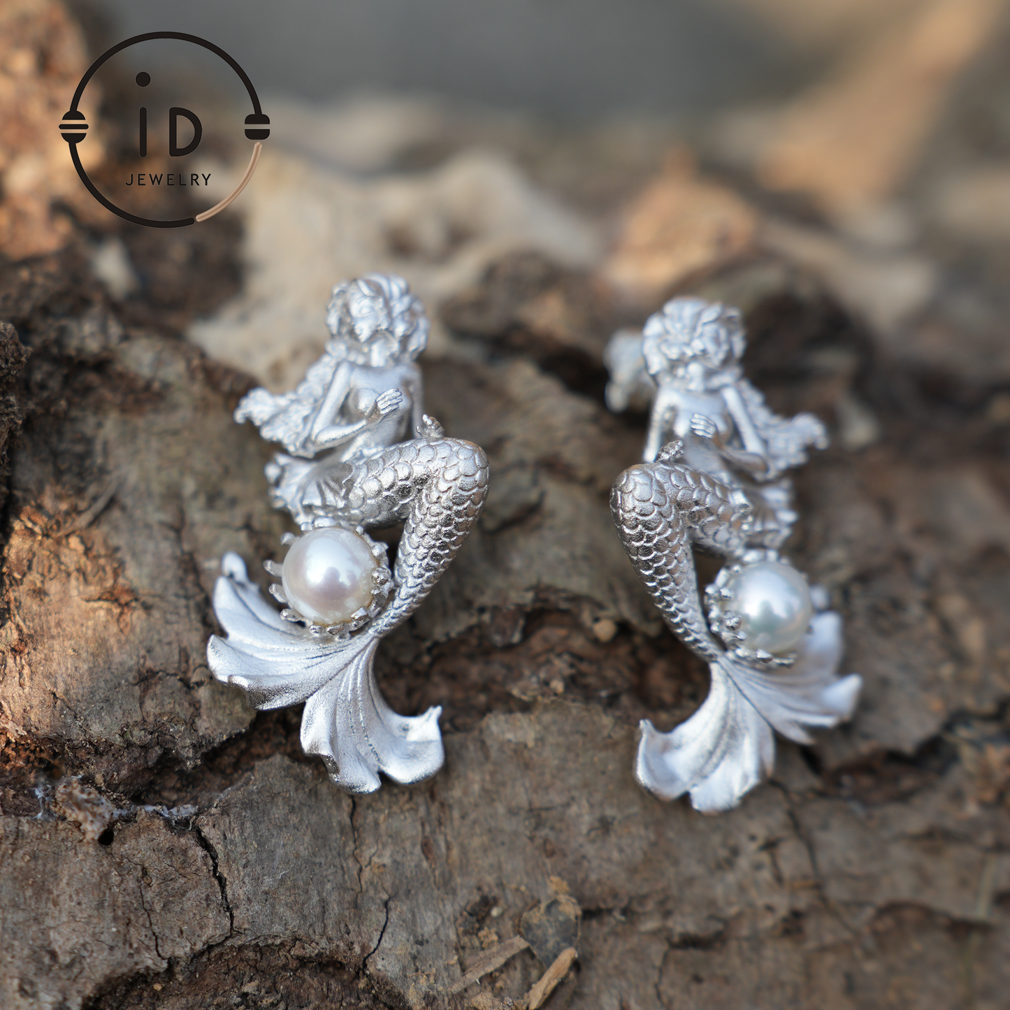 925 Silver Mermaid Pearl Earrings Handmade Ocean Fantasy Jewelry Birthday and Christmas Gift for Her