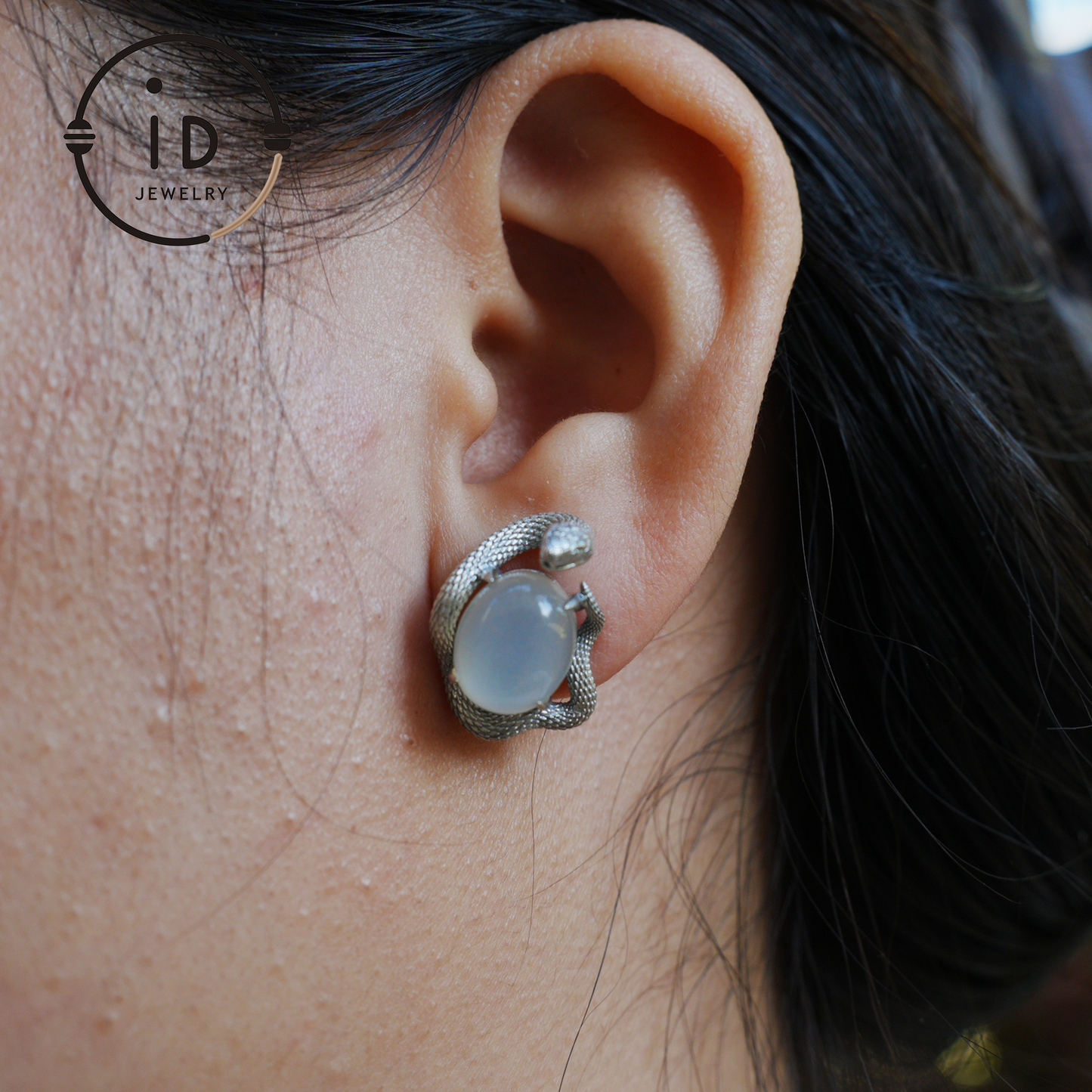 Handcrafted Gothic Stud Earrings with Snake Motif as Talisman for Transformation and Intuition, Ideal as Gift or Everyday Jewelry