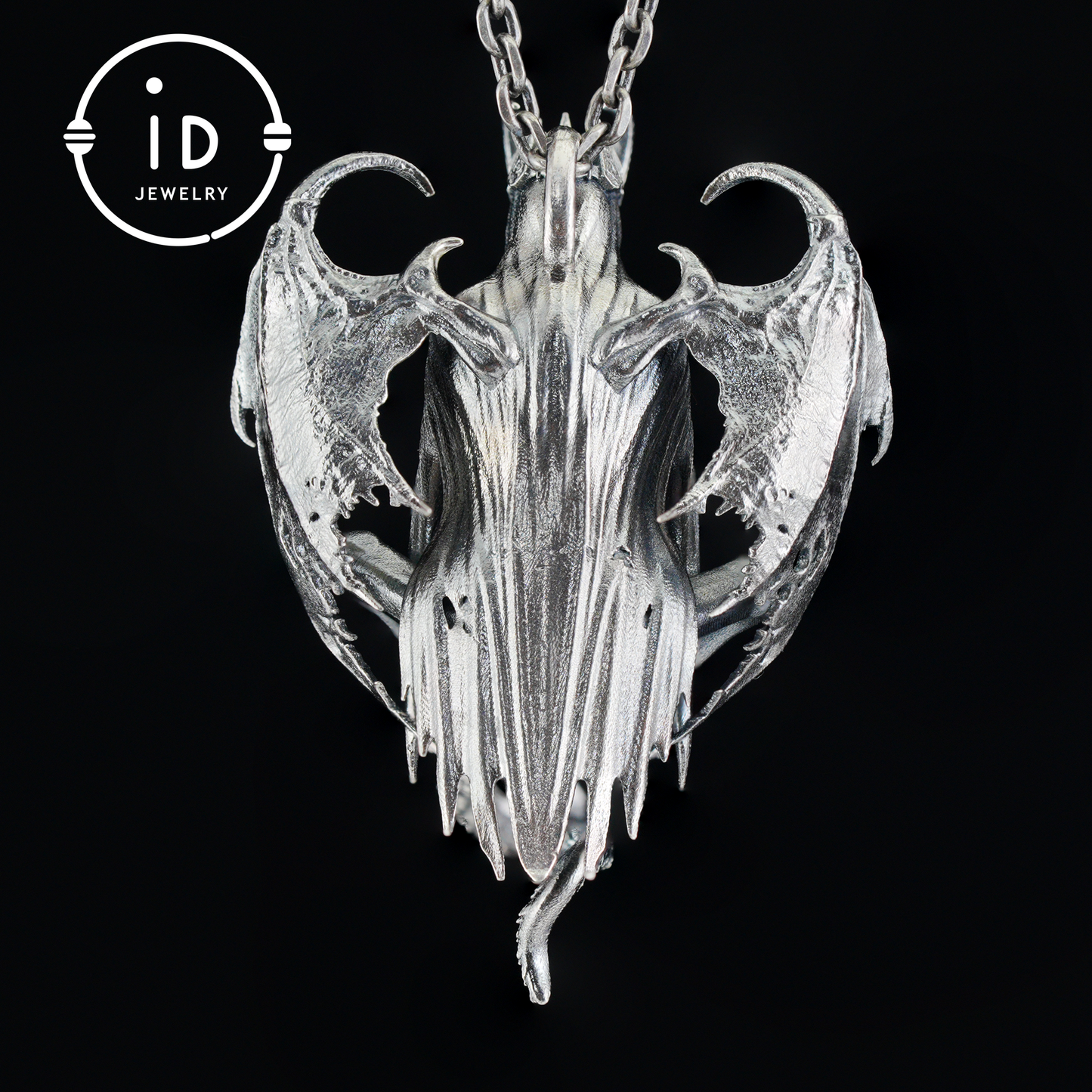 Gothic pendant with ghost crystal in oxidized 925 silver totem design gift for her statement necklace birthday