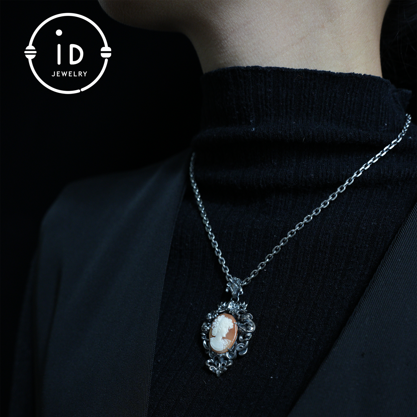 925 Sterling Silver Shell Cameo Pendant | Hand-Carved Victorian Memorial Jewelry | Customizable Remembrance Gift