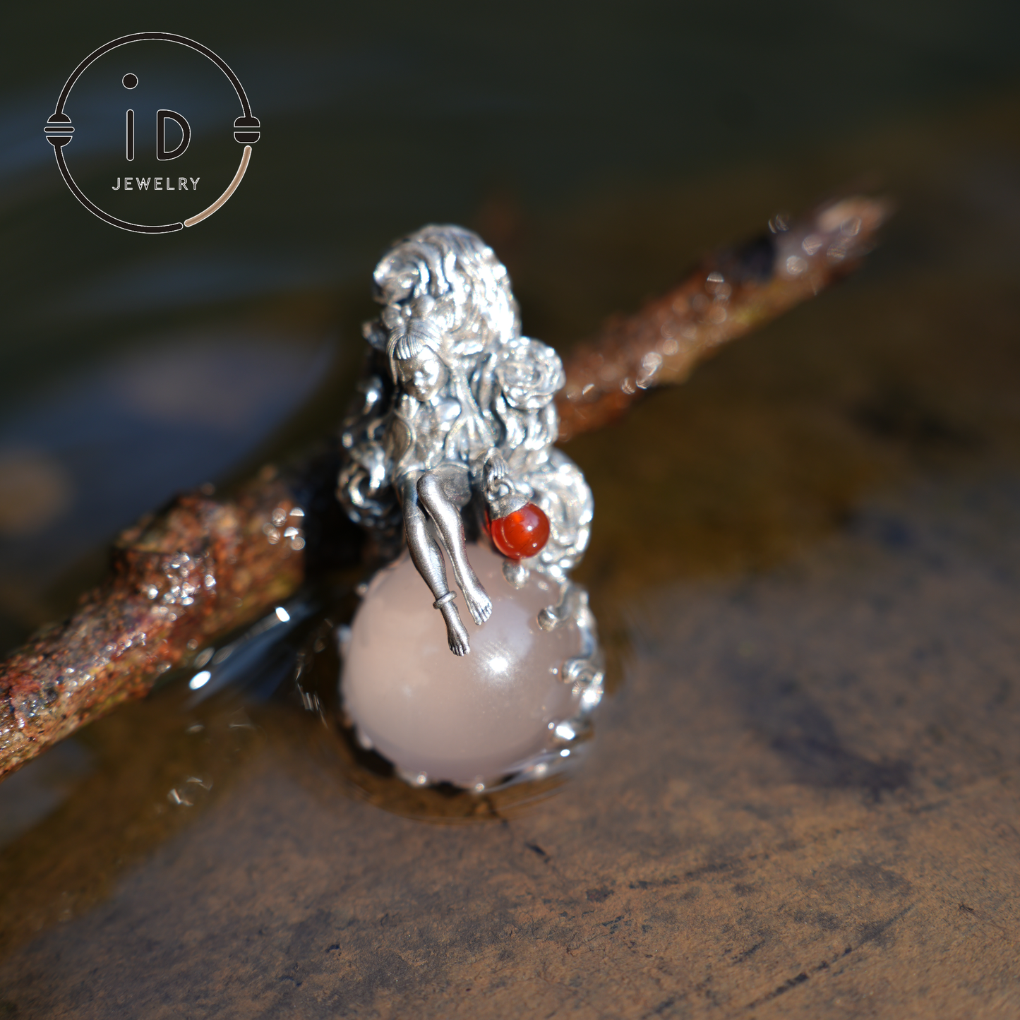 Rose Quartz Pendant with Carnelian Lantern | Sterling Silver Healing Amulet Necklace | Fantasy Wiccan Jewelry Gift for Her Birthday