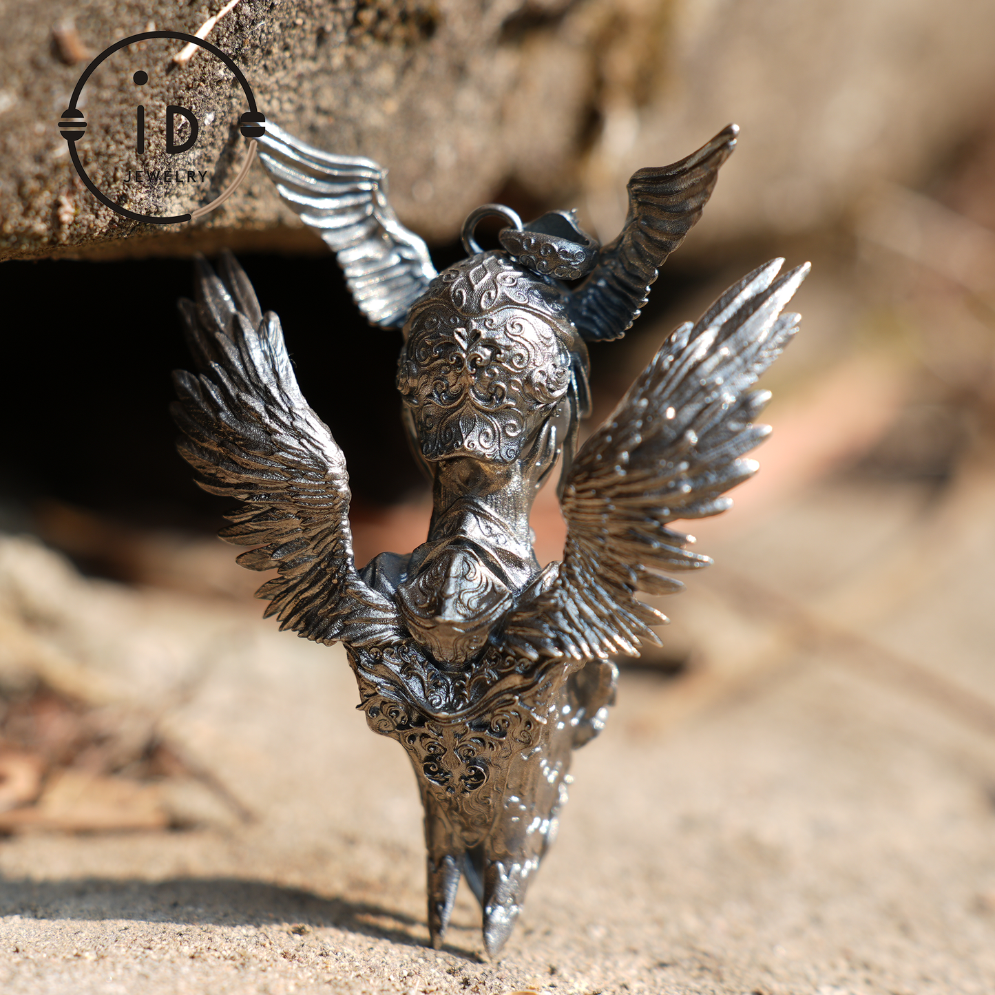 Valkyrie Pendant | 925 Sterling Silver & Garnet | Norse Mythology Amulet | Handmade Viking Necklace