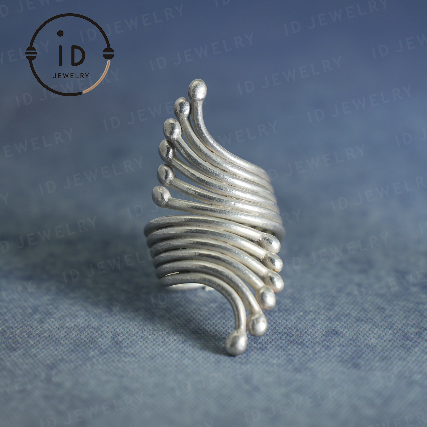 Sculptural Silver Ring – Handmade Statement Jewelry, Modern Design, Futuristic Style, Unique Artisan Ring
