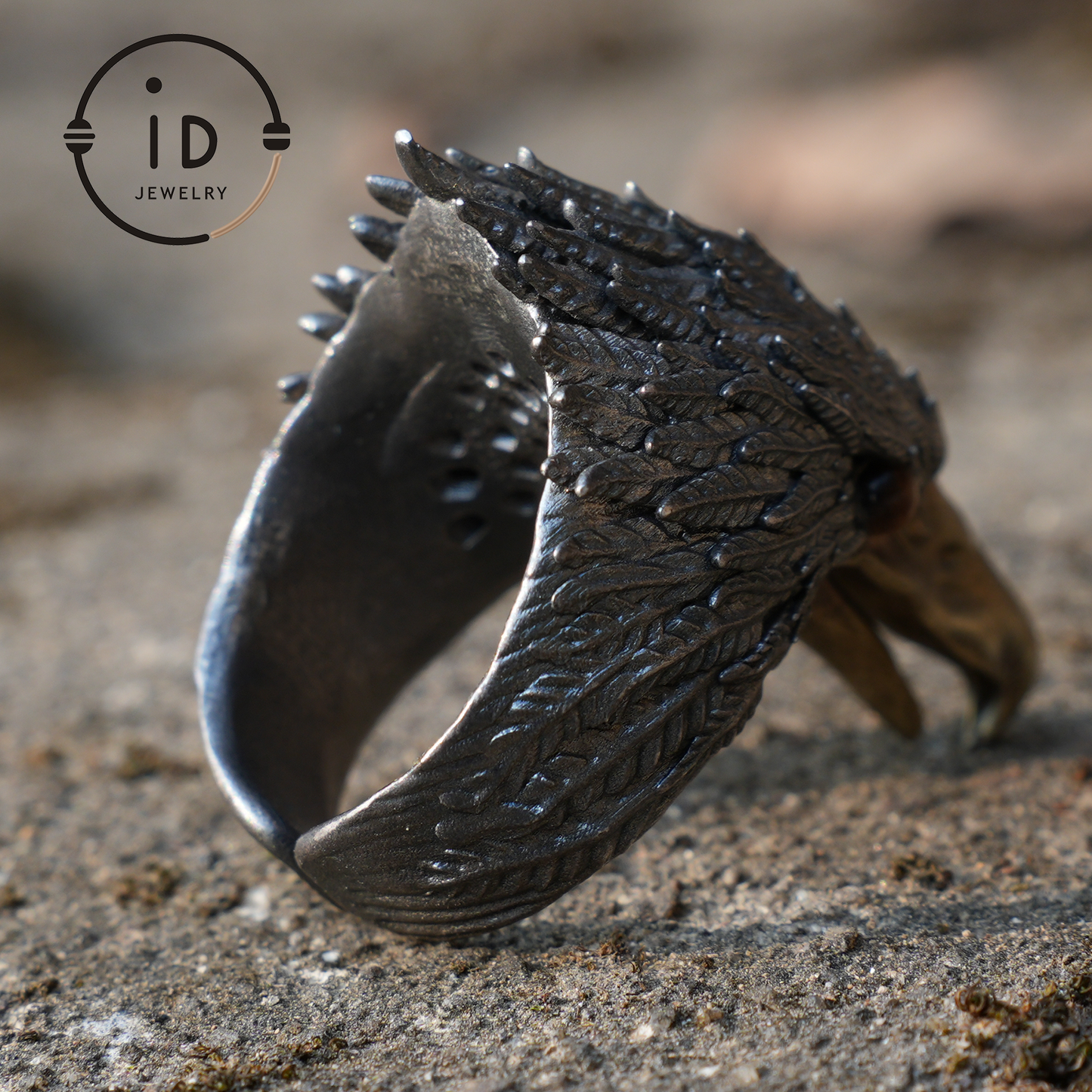 Sky Guardian Eagle Ring - 925 Sterling Silver with Tiger's Eye Gemstone, Handcrafted Eagle Design Jewelry