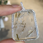 Natural Rutile Quartz Pendant | 925 Silver Tourmalinated Necklace | Raw Crystal Healing Jewelry Gift for Her or Him