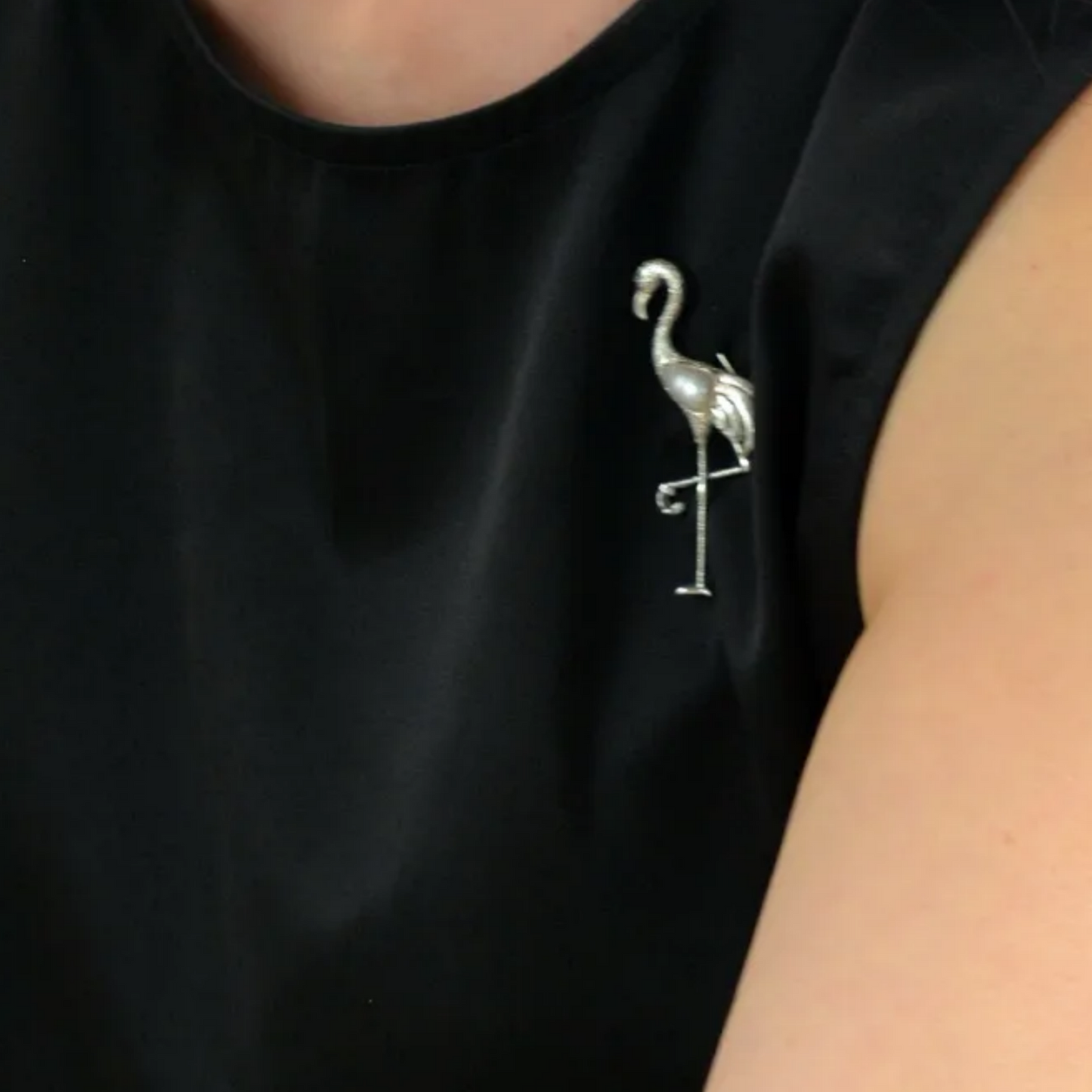 925 Silver Flamingo Brooch Pendant | Pearl Bird Jewelry | Handmade Elegant Gift for Women | Balance & Grace Symbol Pin