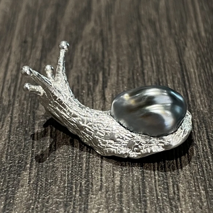 Snail Pendant Necklace | 925 Silver with Keshi Pearl | Handmade Animal Totem Gift for Her