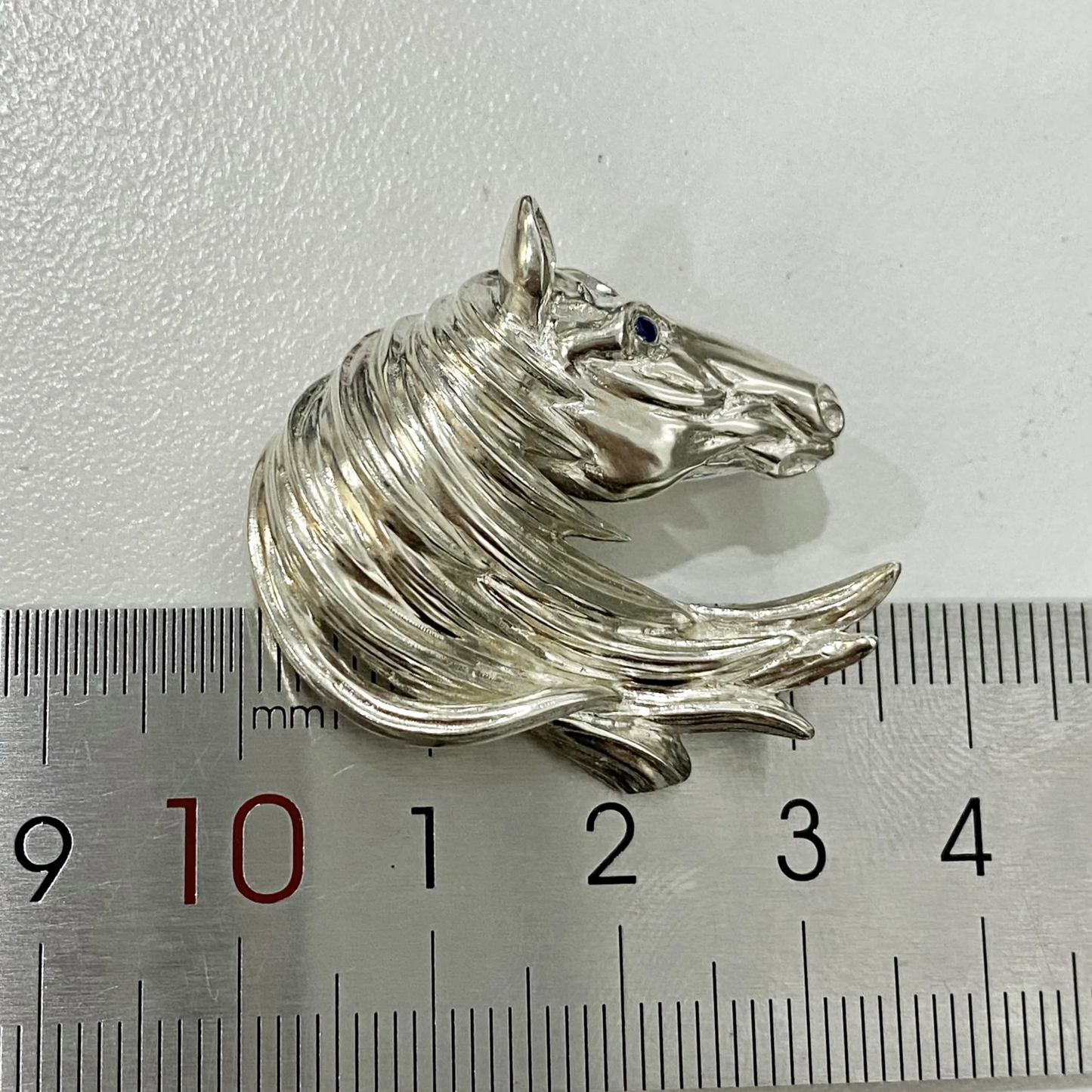 Horse Brooch Pendant | 925 Silver & Sapphire Eye | Handmade Animal Totem Jewelry Gift for Strength & Freedom