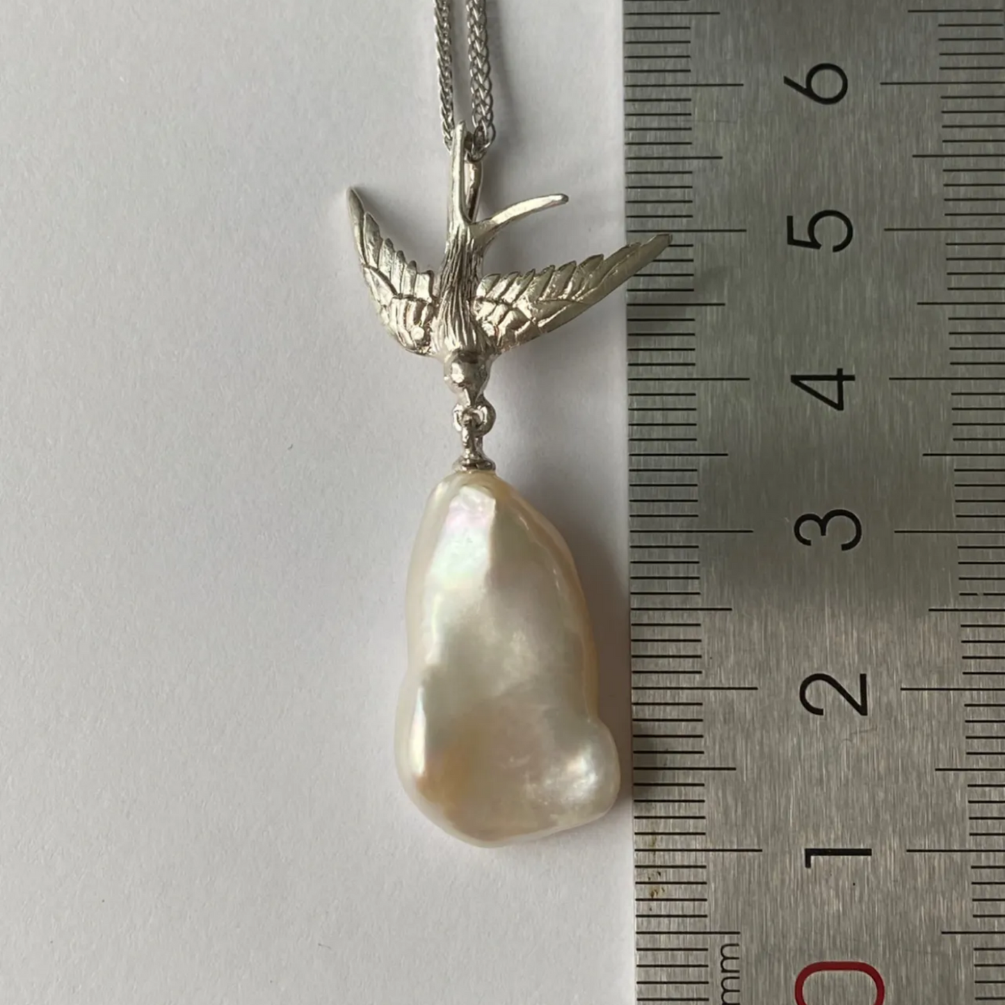 925 Silver Swallow Pearl Pendant | Handmade Bird Necklace | Natural Baroque Pearl Jewelry | Emotional Gift for Women