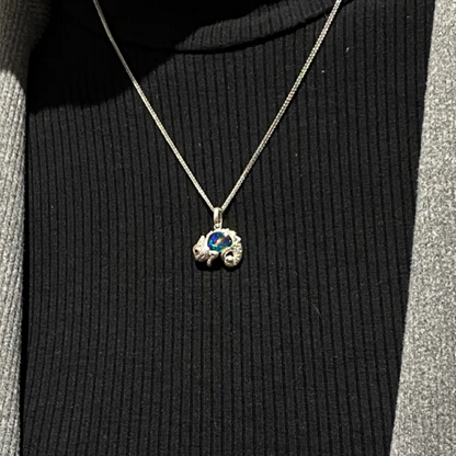 925 Silver Chameleon Pendant | Ruby Eye Totem Necklace | Handmade Enamel Animal Jewelry Gift for Her or Him