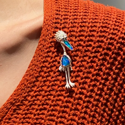 925 Silver Pelican Brooch Pendant | Sapphire Eyes & Enamel Body | Family Guardian Jewelry | Gift for Mom or Wife Anniversary