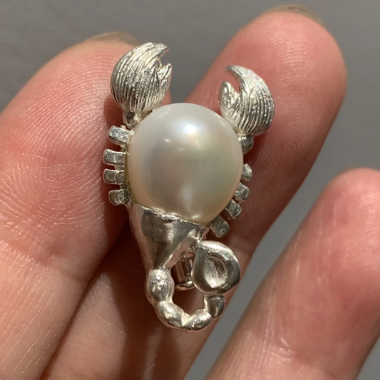 925 Silver Scorpio Brooch Pendant | Zodiac Pearl Jewelry | Handmade Astrology Amulet | Gift for Scorpio Women or Men