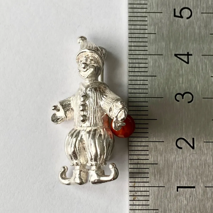 Clown Brooch Pendant | 925 Silver Crystal Jewelry | Handmade Vintage Gift for Him or Her