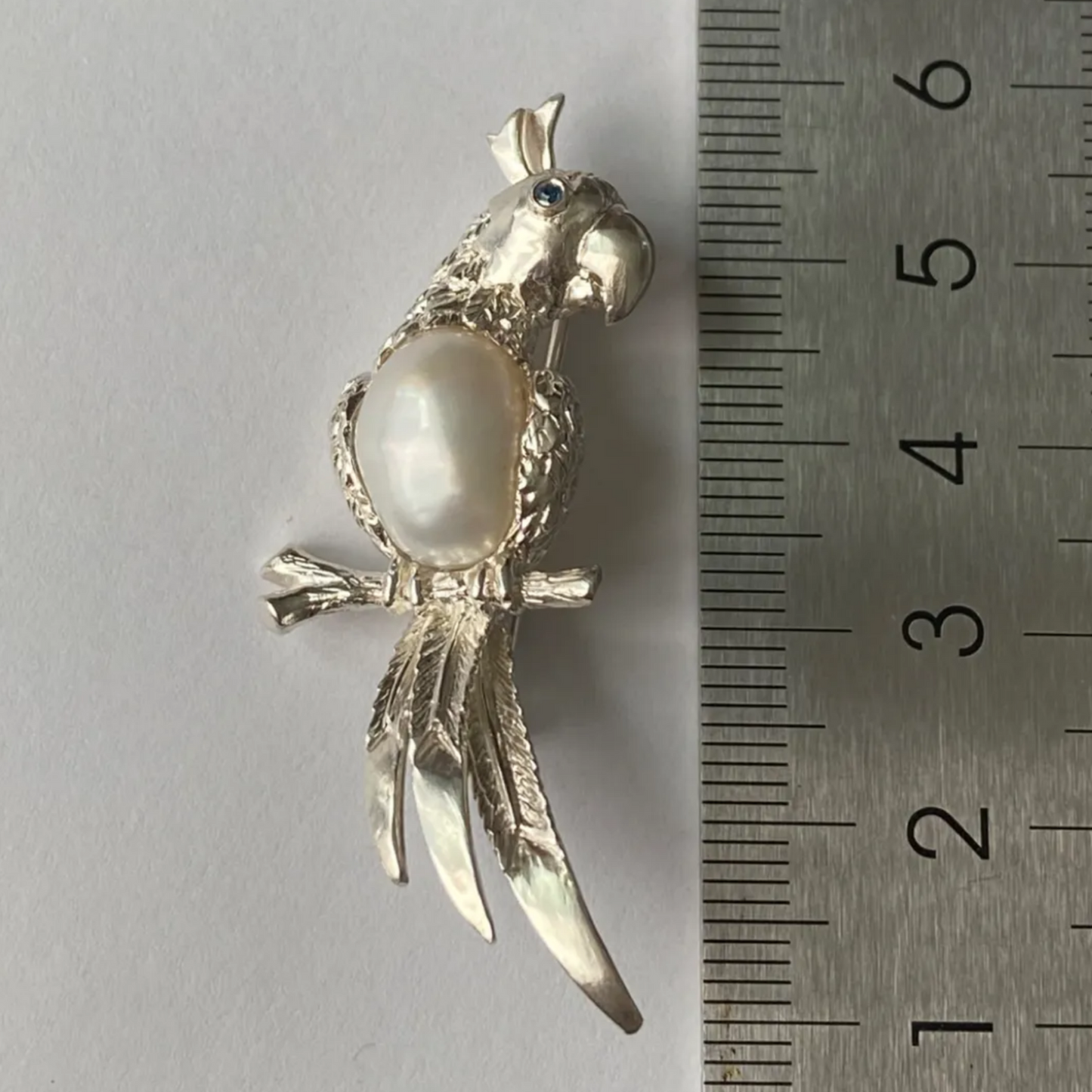 Parrot Brooch Pendant 2-in-1 | 925 Silver & Pearl | Handmade Nature Gift for Her