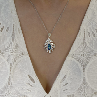 Feather Pendant Necklace in 925 Silver with Hand-Painted Enamel Drop | Symbol of Intuition & Spiritual Freedom | Gift for Her