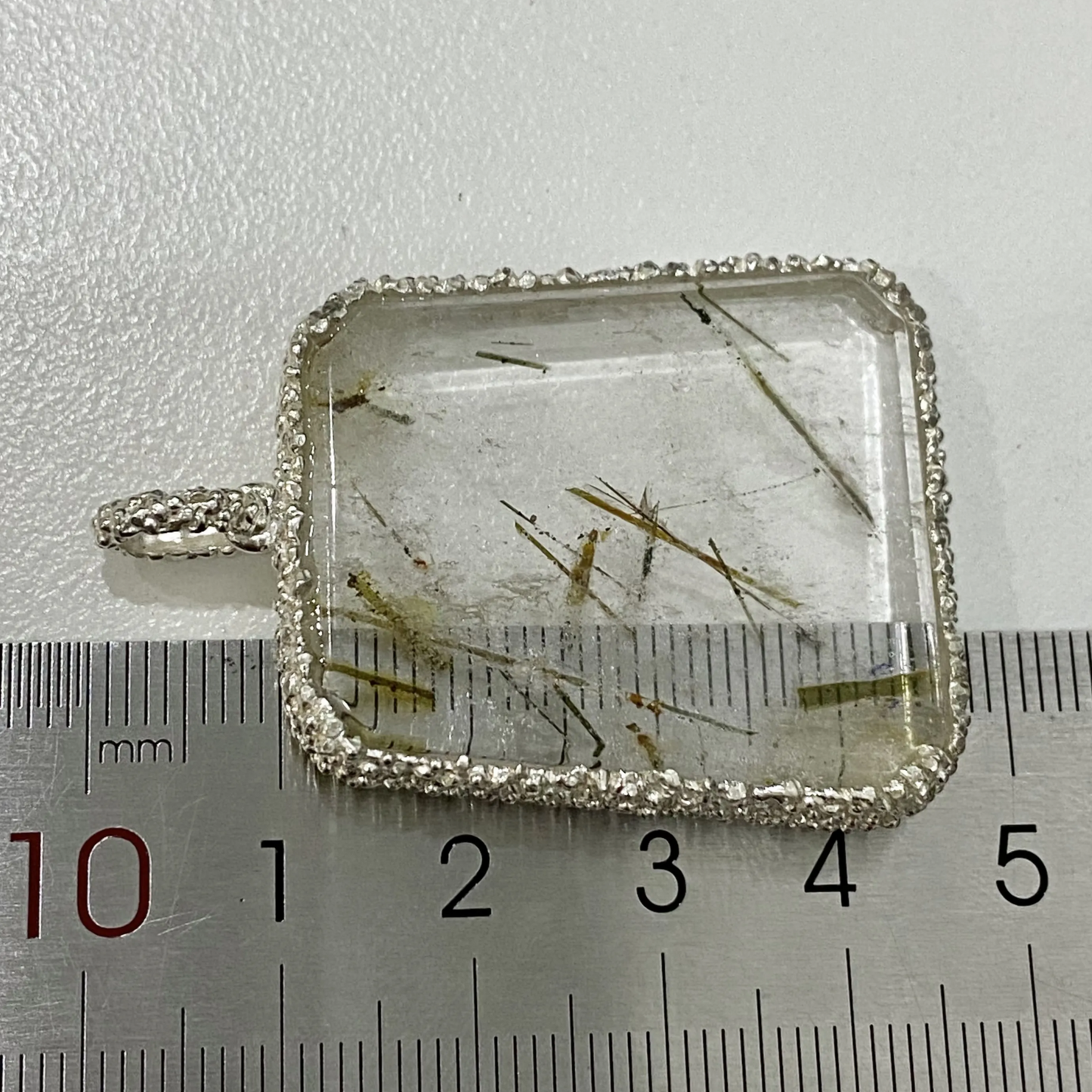 Natural Rutile Quartz Pendant | 925 Silver Tourmalinated Necklace | Raw Crystal Healing Jewelry Gift for Her or Him