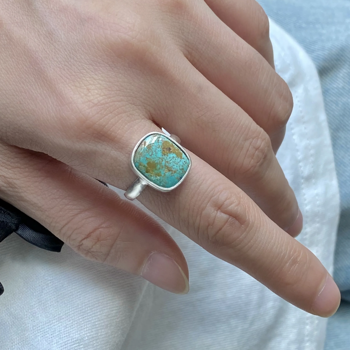 Raw Turquoise Ring in 925 Silver | Handmade Natural Stone Jewelry | Unisex Boho Healing Gift