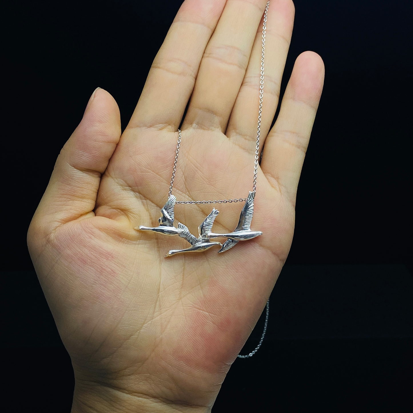 925 Silver Flying Geese Brooch Pendant | Handmade Bird Jewelry | Gift of Loyalty & Reunion for Her