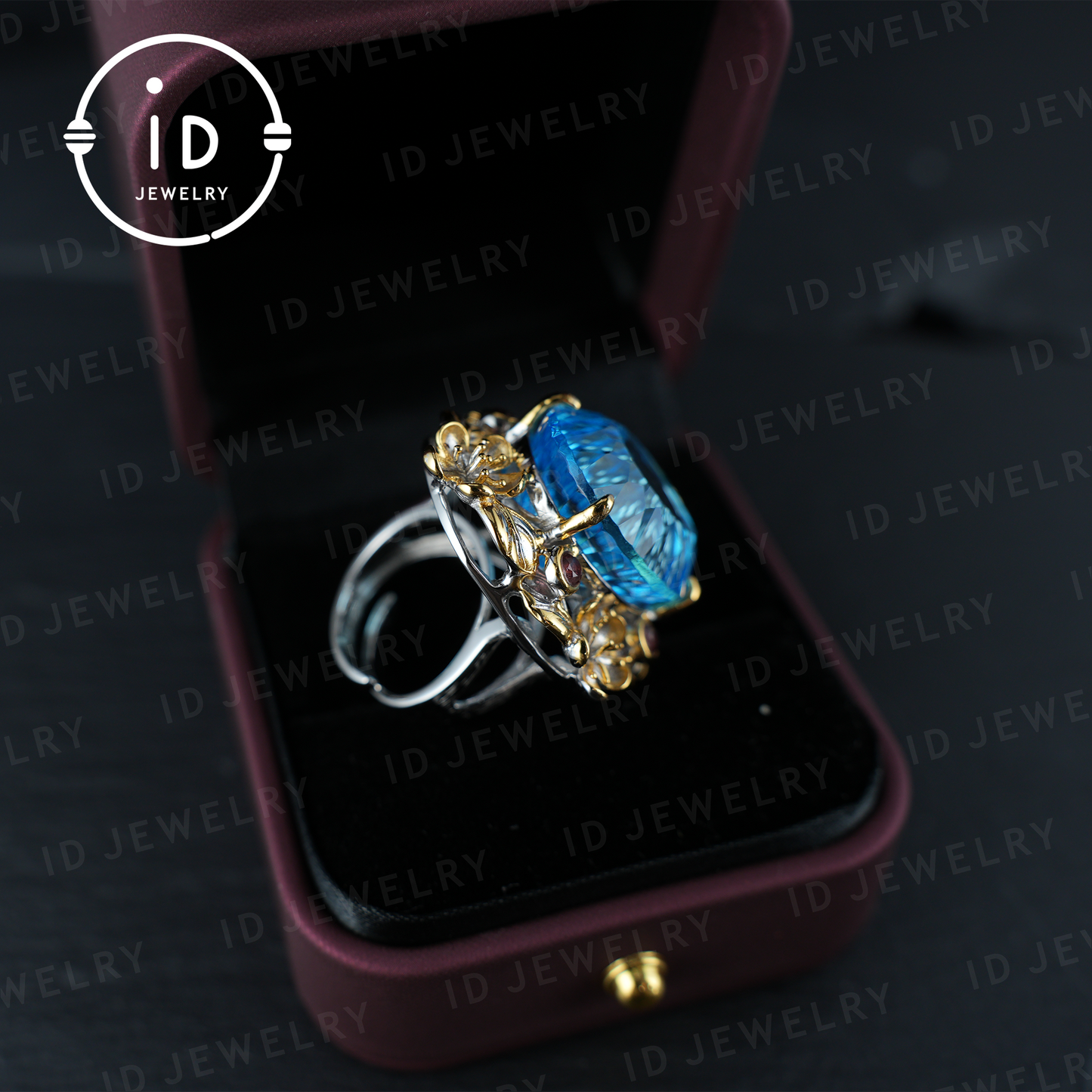 Exclusive Baroque Natural Topaz Ring| Elegant Floral Ring| Handmade Vintage Jewelry| Luxury Statement Ring for Women