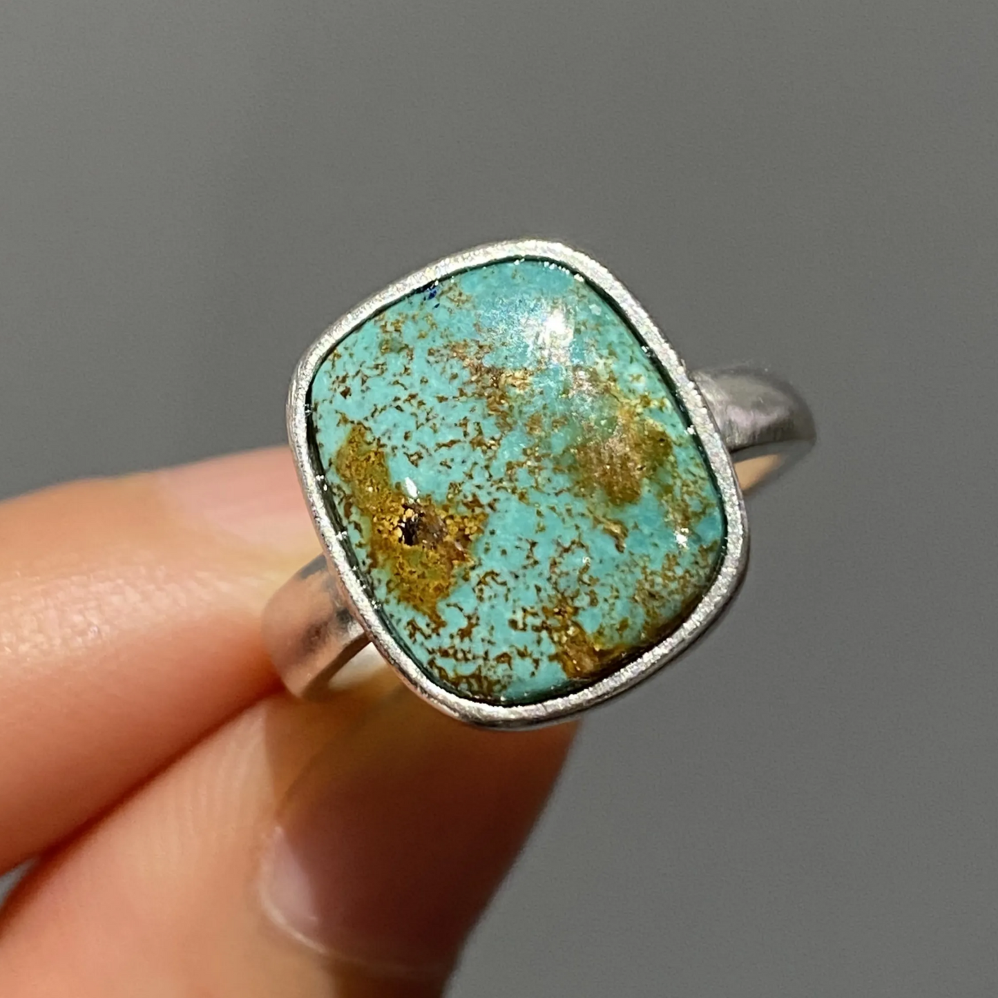 Raw Turquoise Ring in 925 Silver | Handmade Natural Stone Jewelry | Unisex Boho Healing Gift