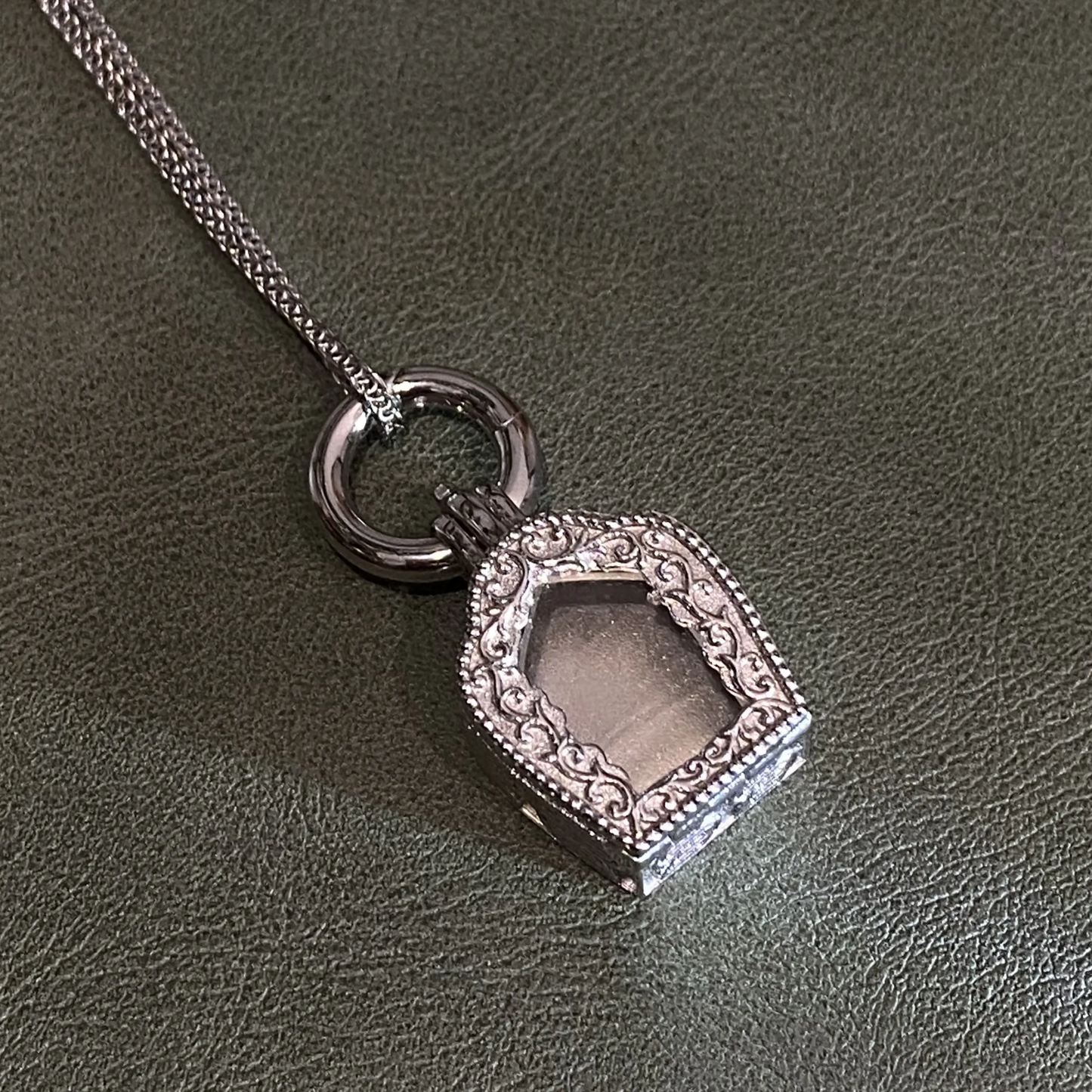 925 Silver Amulet Pendant with Temple Frame & Acrylic Window | Openable Locket for Prayer Notes or Blessings | Spiritual Gift for Her or Him