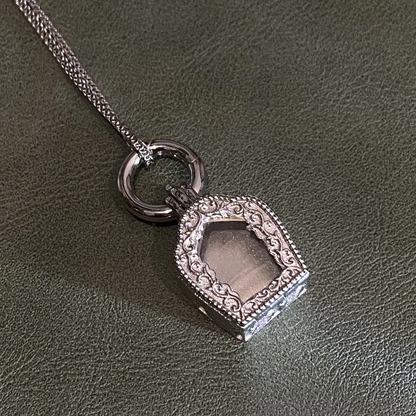 925 Silver Amulet Pendant with Temple Frame & Acrylic Window | Openable Locket for Prayer Notes or Blessings | Spiritual Gift for Her or Him