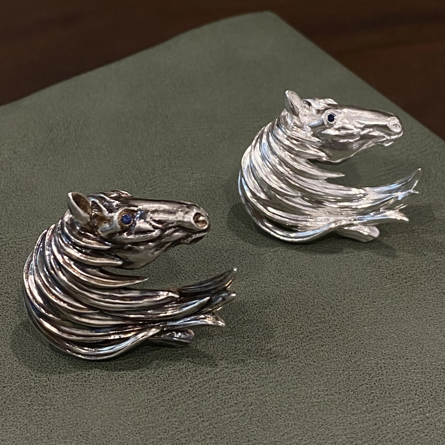 Horse Brooch Pendant | 925 Silver & Sapphire Eye | Handmade Animal Totem Jewelry Gift for Strength & Freedom