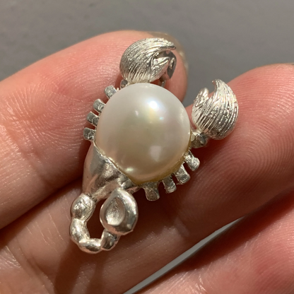 925 Silver Scorpio Brooch Pendant | Zodiac Pearl Jewelry | Handmade Astrology Amulet | Gift for Scorpio Women or Men