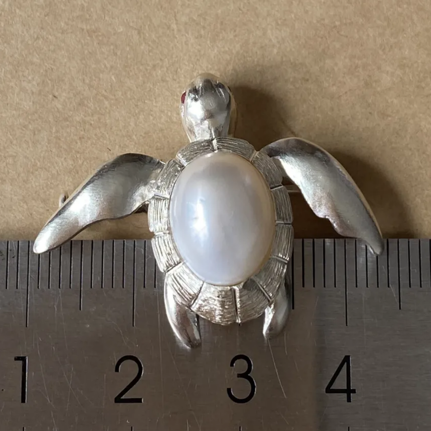 925 Silver Turtle Brooch Pendant | Pearl & Ruby Handmade Jewelry | Ocean Totem Gift for Creators & Dreamers