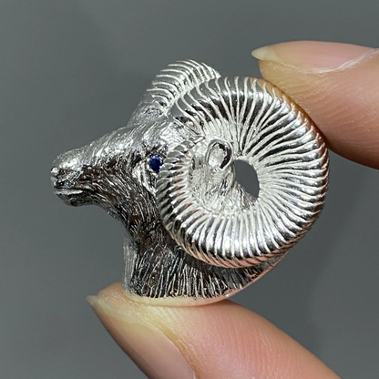 Aries Brooch Pendant | 925 Silver Ram Head | Handmade Zodiac Gift for Courage & New Beginnings