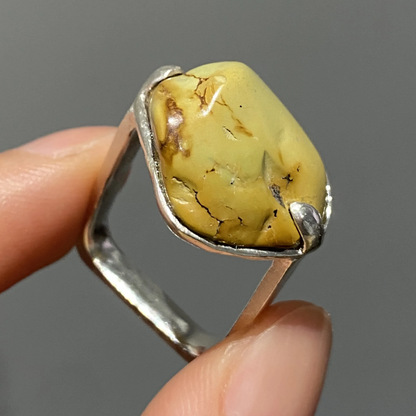 Raw Turquoise Ring | 925 Silver Square Design | Handmade Minimalist Statement Jewelry Gift for Him or Her