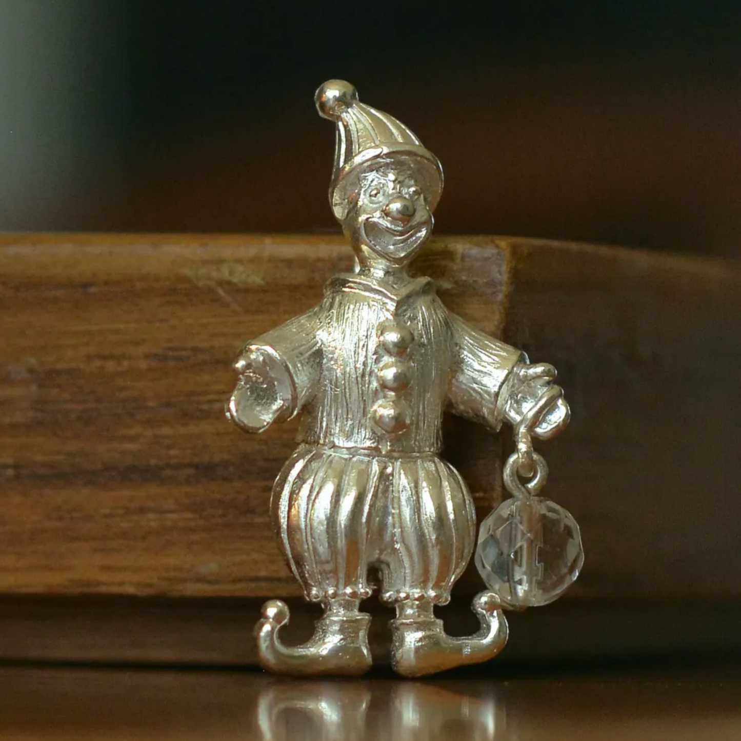 Clown Brooch Pendant | 925 Silver Crystal Jewelry | Handmade Vintage Gift for Him or Her