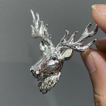 Deer Head Brooch Pendant | 925 Silver Forest Totem | Handmade Nature Jewelry Gift for Men & Nature Lovers