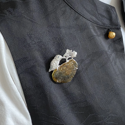 Bird Brooch Pendant in 925 Silver with Raw Tourmaline | Handmade Nature Spirit Jewelry | Symbol of Hope & Meaningful Gift for Her