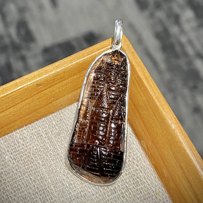 Natural Tourmaline Carved Pendant | 925 Silver Necklace | Handmade Gemstone Jewelry Gift for Her