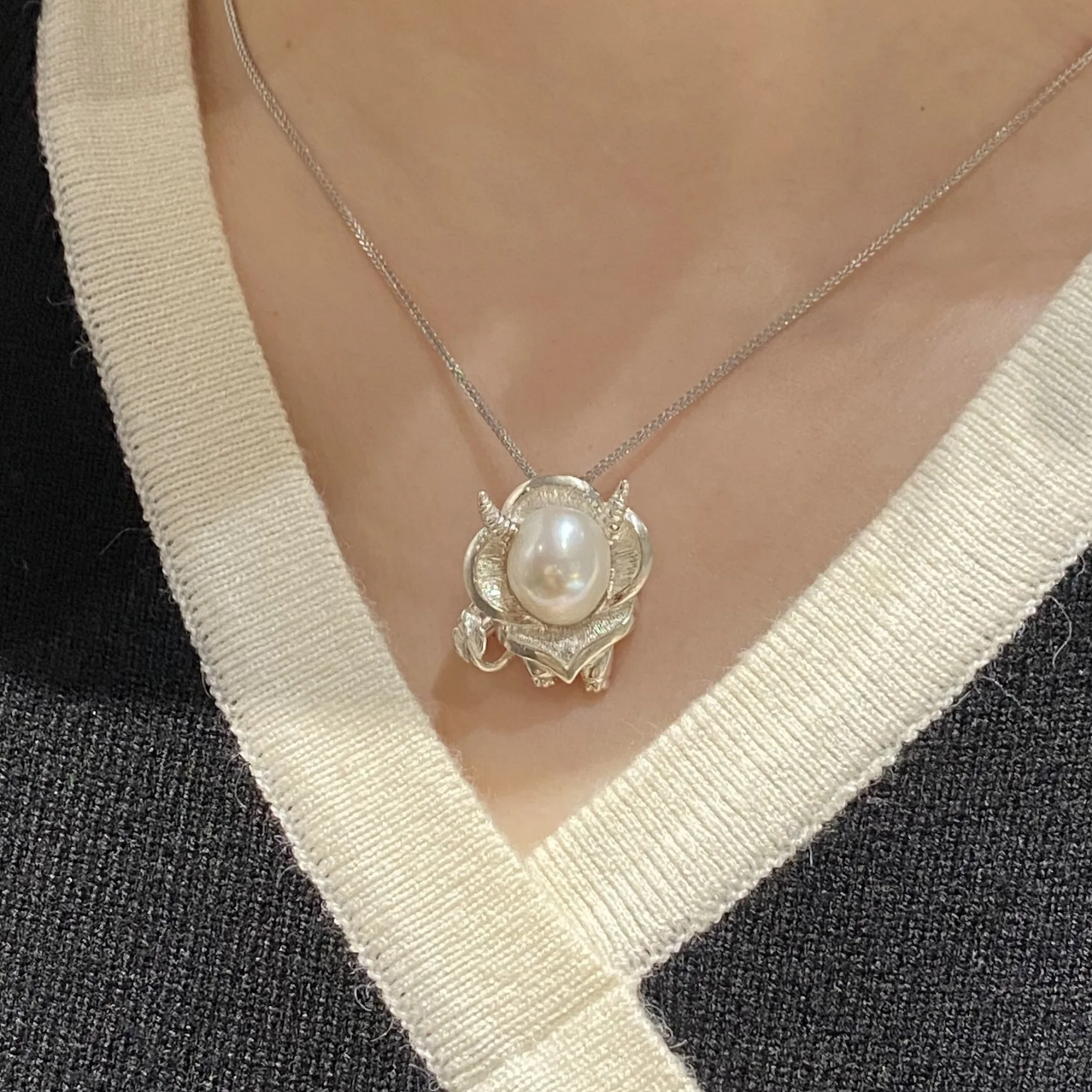 Taurus Zodiac Brooch Pendant | 925 Silver Pearl Amulet | Handmade Astrology Jewelry Gift for Her or Him